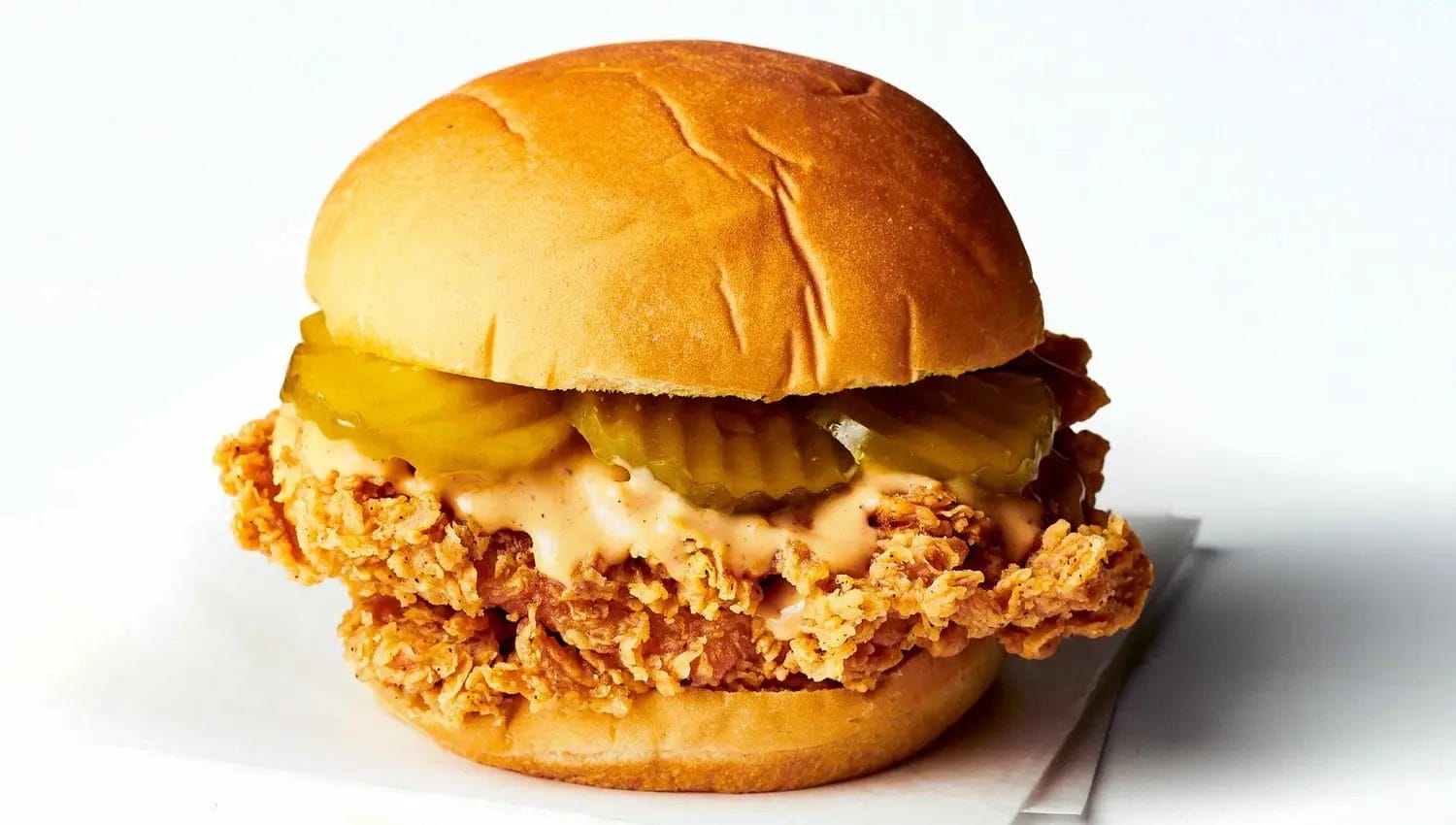 Crispy chicken sandwich with pickles