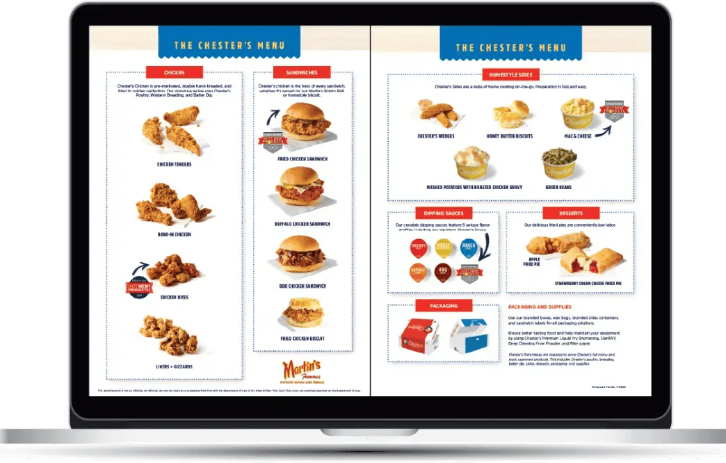 chesters menu laptop